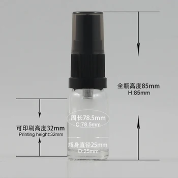 10 ML parfum skla výrobca, Číre sklo fľaše s black mist plastové čerpadlo 10 ml pre dávkovač