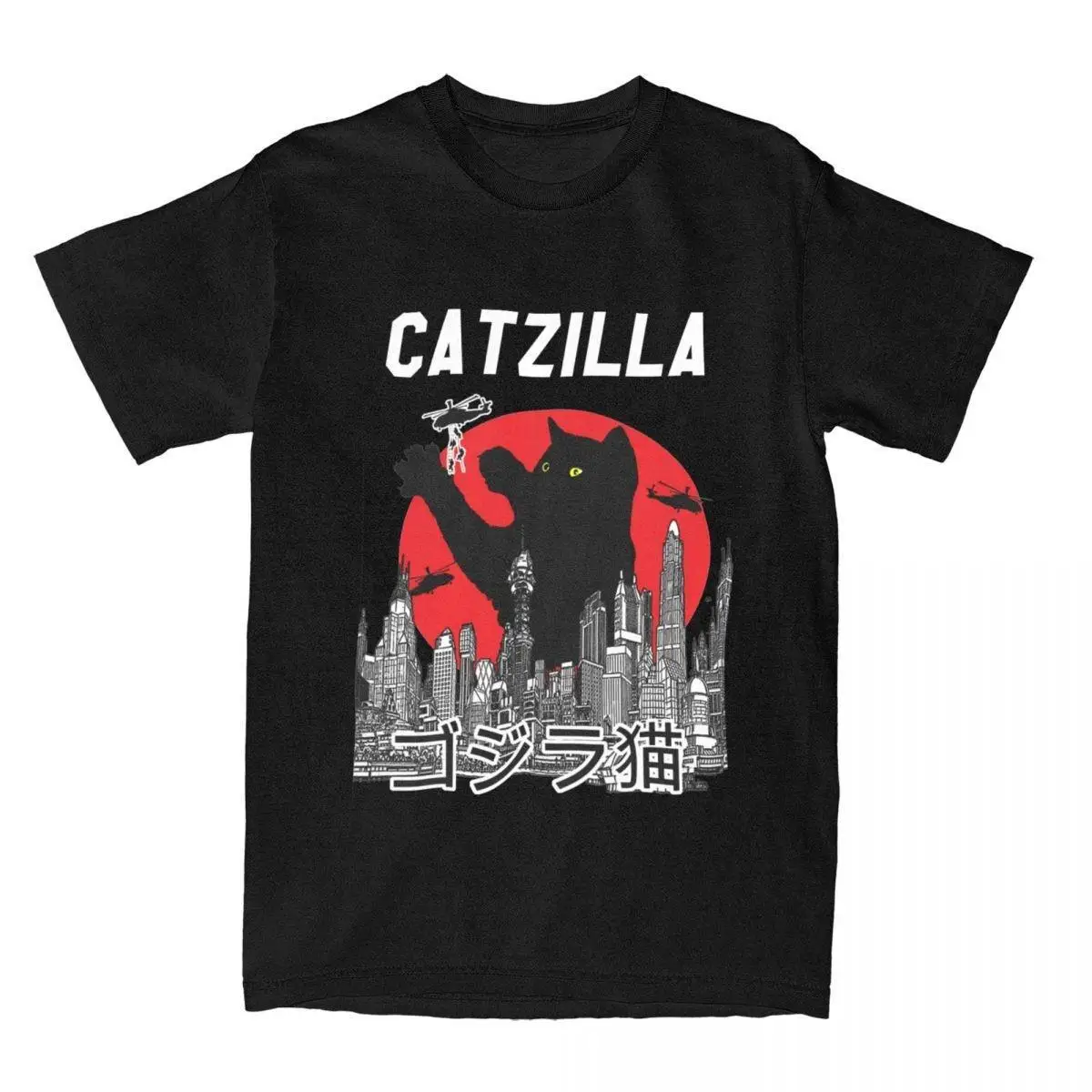 Catzilla Mačiatko Milenca Cat T-Shirt Mužov Kráľ Monster Zábava Čistej Bavlny Tee Tričko O Krk Krátky Rukáv T Košele Tlačených Topy