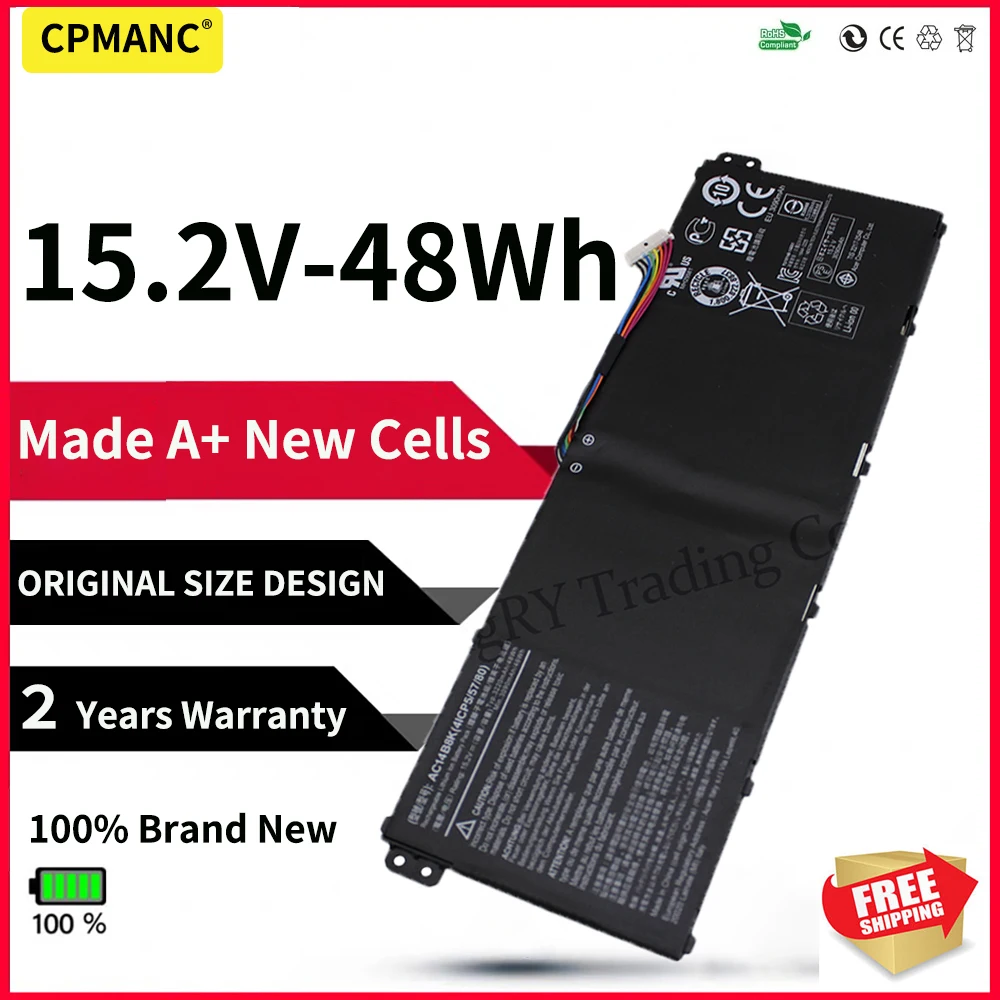 CPMANC AC14B8K Batéria Pre Acer Aspire E3-111 E3-112 CB3-111 CB5-311 ES1-511 ES1-512 E5-771G V3-111 V3-371 ES1-711 15.2 V 48WH