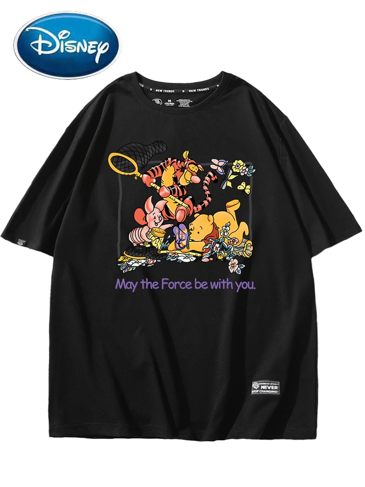Disney Módne Medvedík Pú Medveď Tigger Ošípaných Kvet, List Karikatúra Tlače T-Shirt Ženy Unisex Páry Tee Topy 15 Candy Farby
