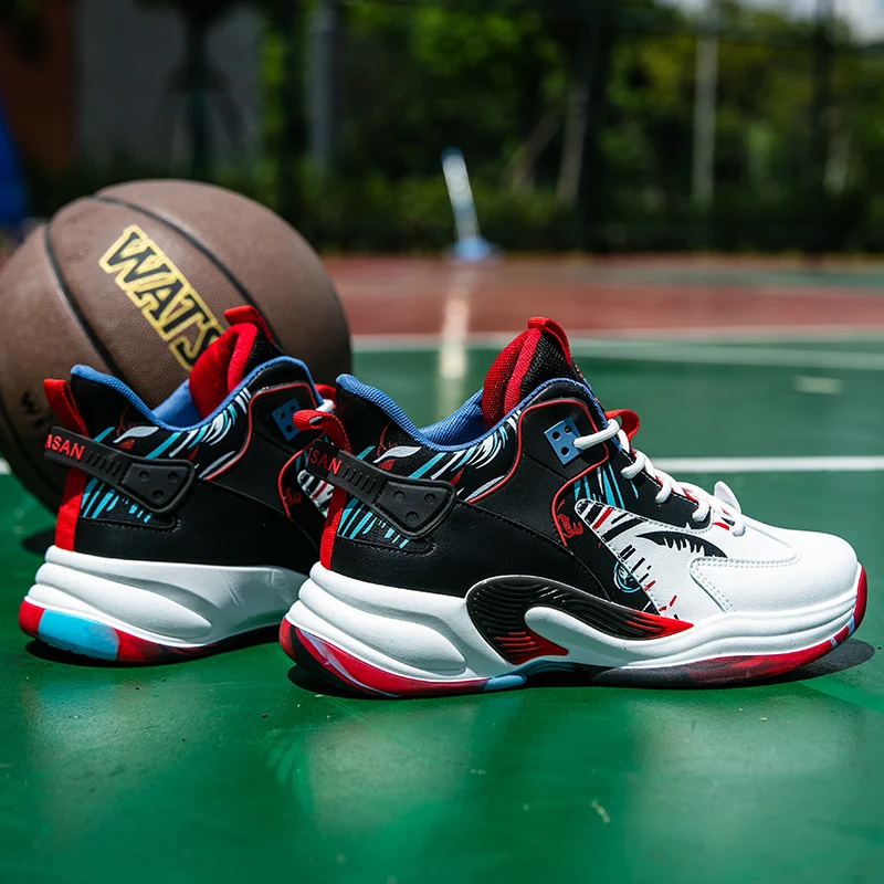 Nosenie-odolný basketbalová obuv, pánske topánky, tenisky štyri ročné obdobia novej non-slip mužov high-top topánky rodič-dieťa pár topánky