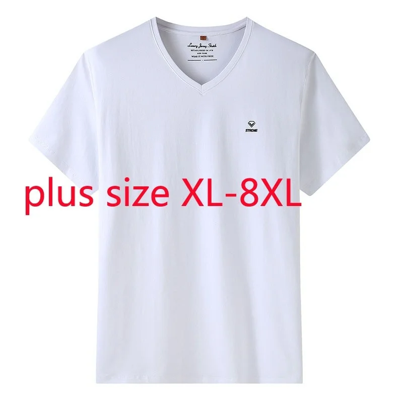 Nový Príchod Super Veľké Letné Muži Móda Bežné Krátky Rukáv Pletené V-neck T Shirt Plus Veľkosť XL, 2XL 3XL 4XL 5XL 6XL 7XL 8XL