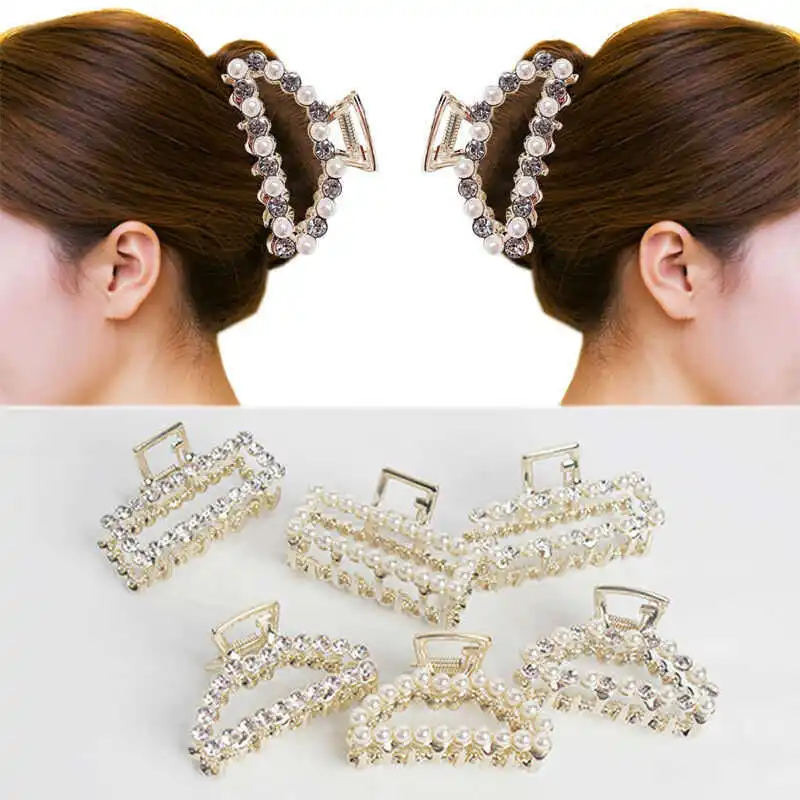 Trendy Kamienkami Imitácia Perly Vlasy Svorka Crystal Veľké Klipy Dámske Luxusné Vlasy Pazúry