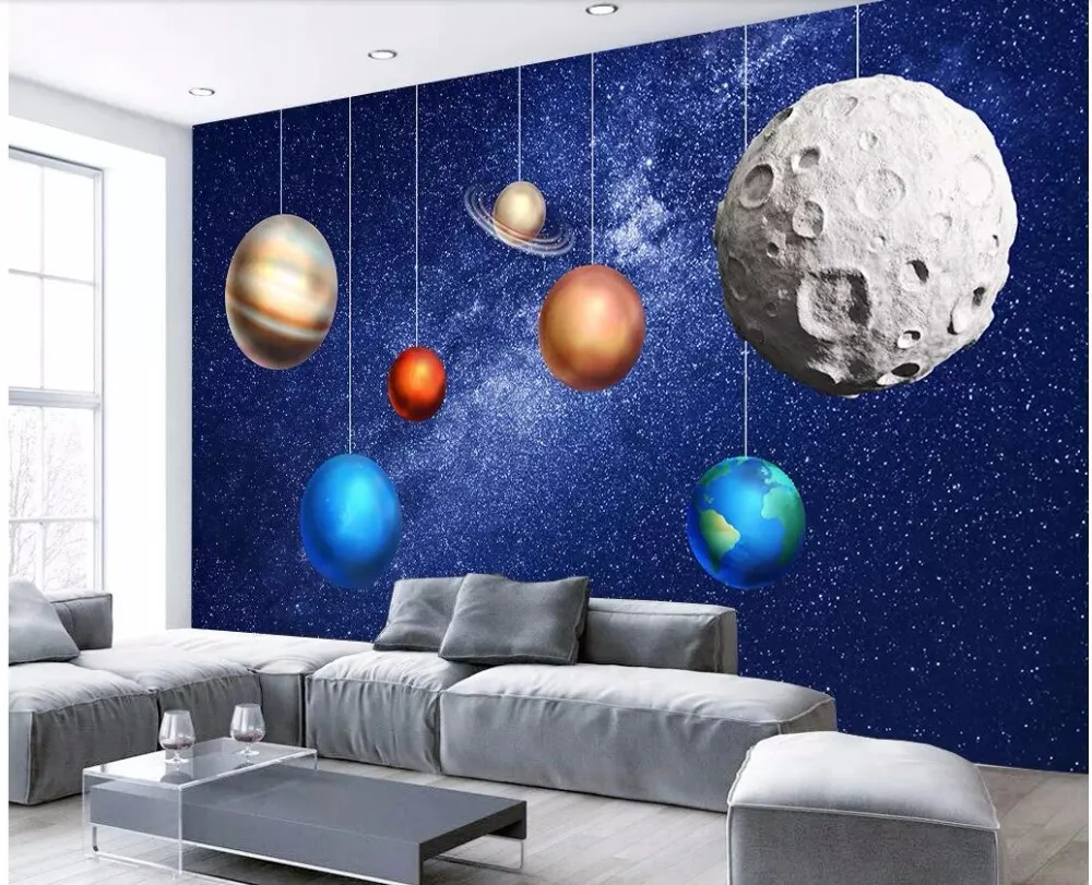Vlastné nástenné 3d foto tapety Space star detskej izby Pozadí steny Domova 3d nástenné maľby, tapety na steny, 3 d