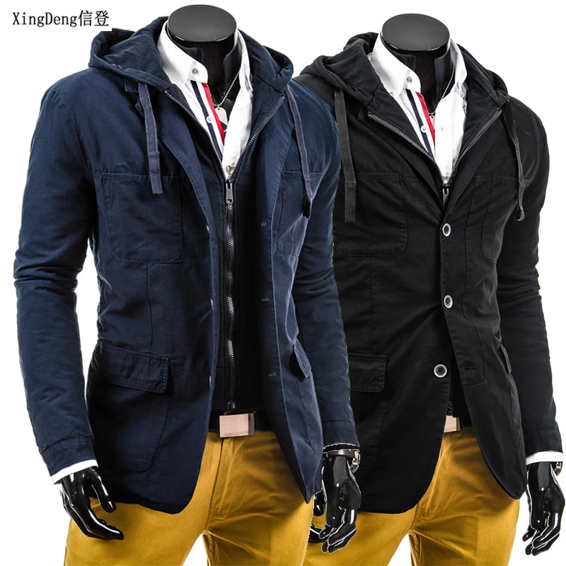 XingDeng zips dvojité tlačidlá placket bunda 80s módne bežné jarné oblečenie Jeseň/zima nové pánske bežné vrchný náter plus