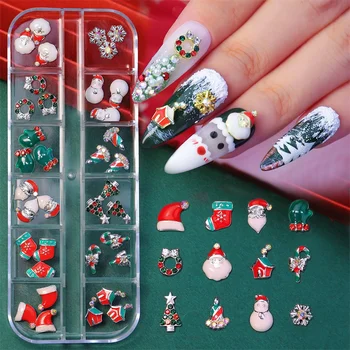 Vianočné Nechty Dekorácie na Vianočný Stromček Ponožky, Snowflake Nail Art, Ozdoby Zliatiny Kovov DIY 3D Nechtov Kamienkami Príslušenstvo