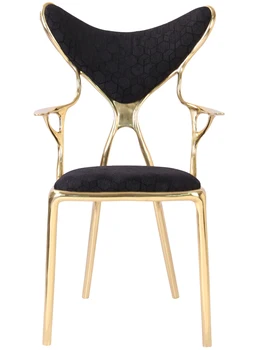 Svetlo Luxusné Post-Moderné Kovové Čistej Medi Jedálenské Stoličky Taliansky Minimalistický Kreatívny Dizajnér Stoličky Domov Stoličky