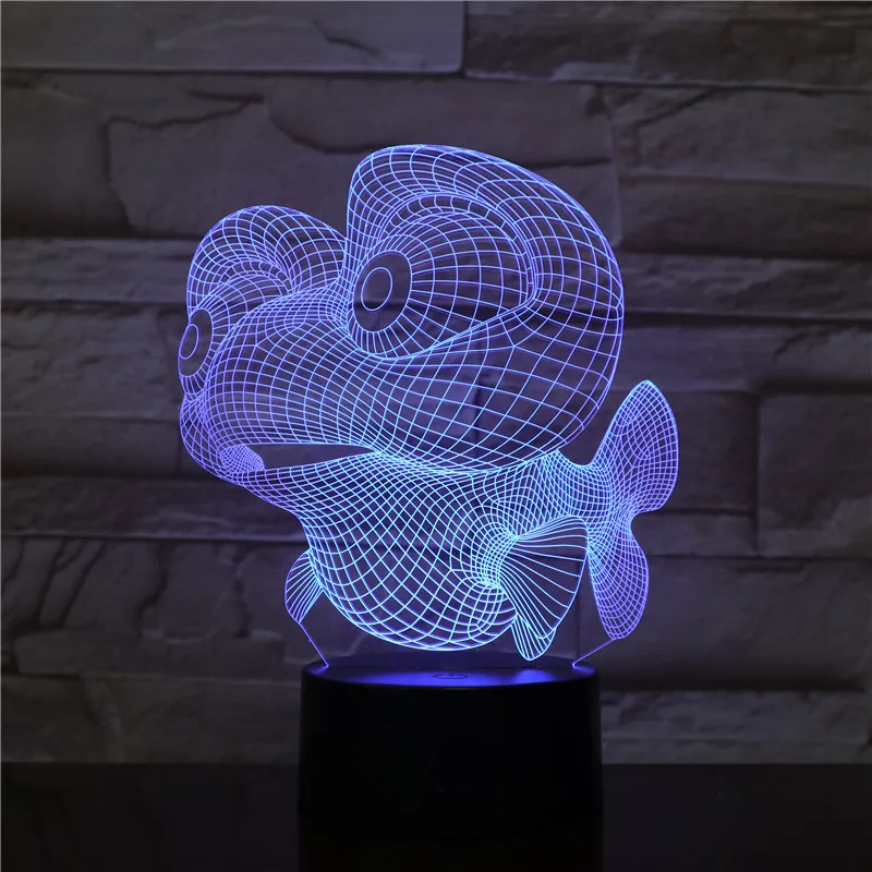 Cartoon Marlin Ryby Lampa 3D USB Visual Led Nightlights Tvorivé Dekor Štúdia Miestnosť, stolná Lampa Lampara Spanie Nočné Svetlo 2314